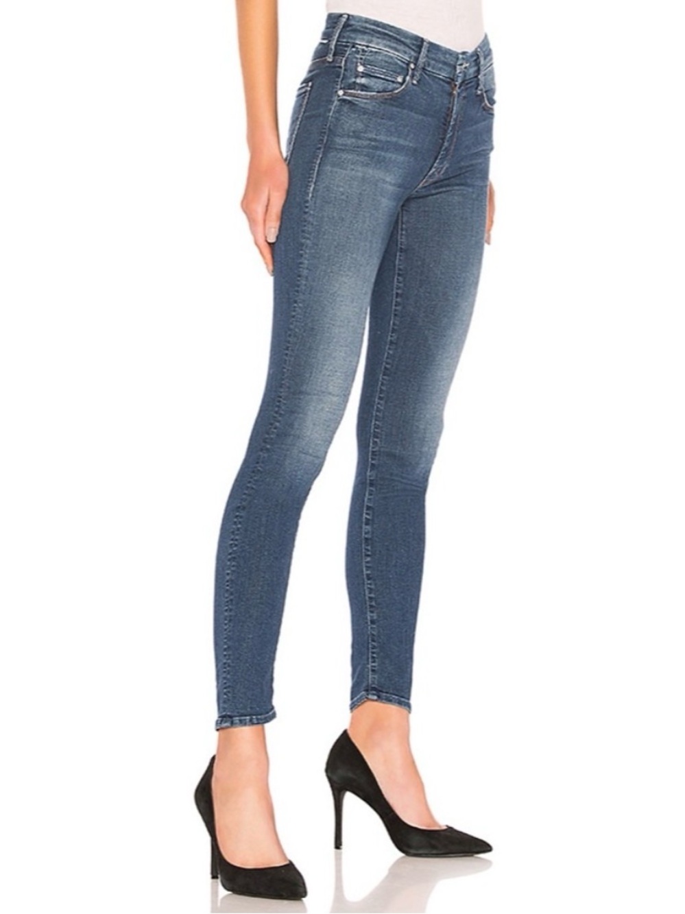 Mother The Looker Skinny Jeans in Turn of Tide. - Picture 2 of 14